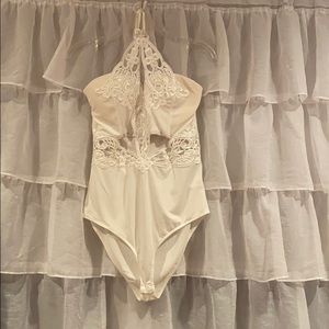 White Embellished Front Bodysuit